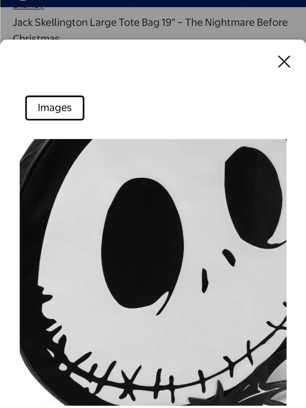 Disney - Jack Skellington Large FaceTote Bag - The Nightmare Before Christmas - Picture 3 of 7